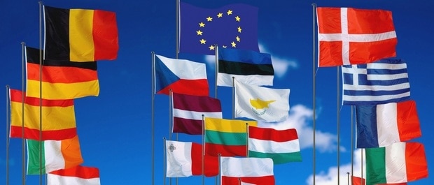 The flags of the 27 EU Member States following enlargement on 1 January 2007